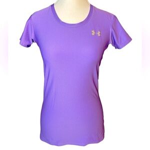 Under Armour Purple Heat Gear Short Sleeve Fitted Activewear Top S